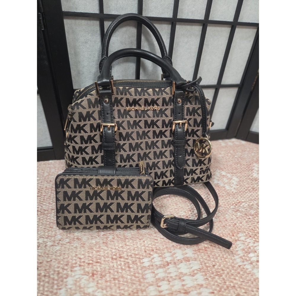 Michael Kors Monogram Satchel Crossbody And Wallet